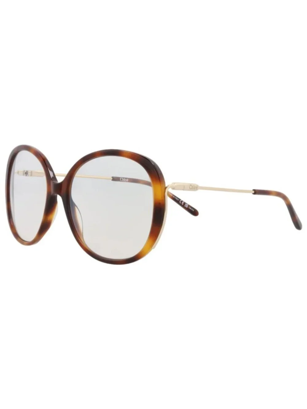 New Chloé Women's Sunglasses Round Oval Recycled Acetate Frame Havana Gold